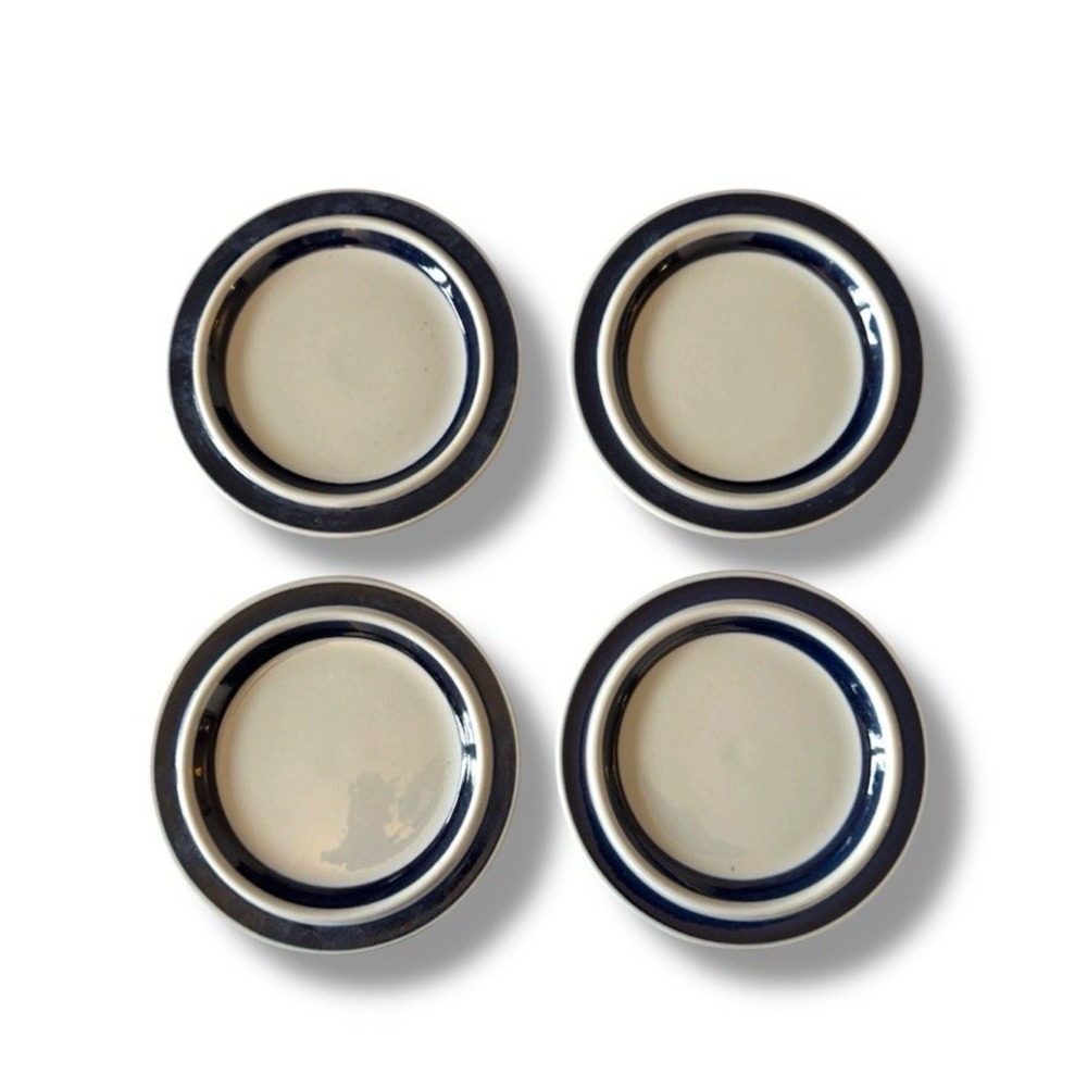 Arabia Finland Ulla Procope Blue Anemone 6-1/4" Bread Plates Lot Of Four Vintage
